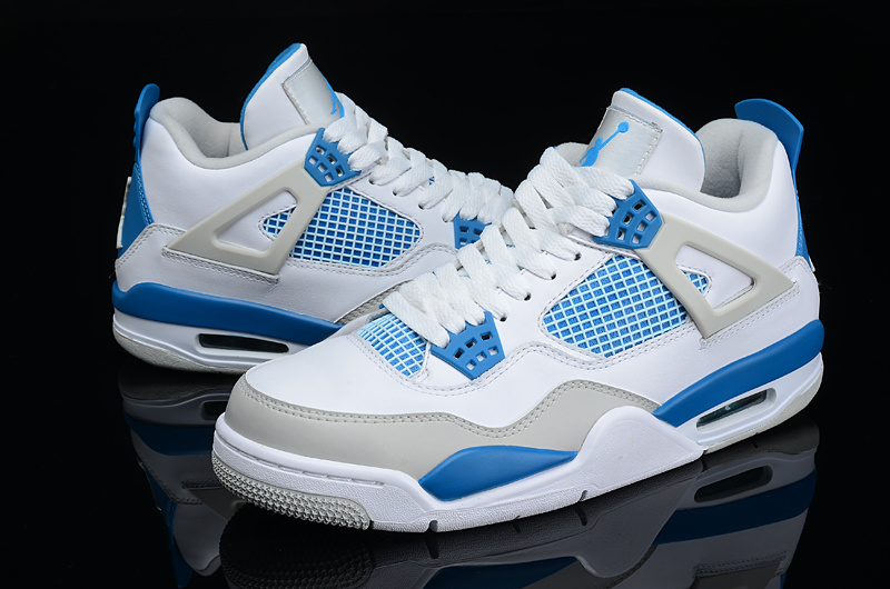 Air Jordan 4 Men Shoes White/Deepskyblue Online